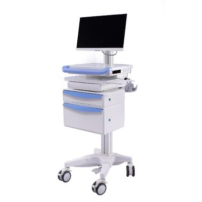 China Standard Size Trolley Hospital Mobile Computer Adjustable Medical Cart for sale