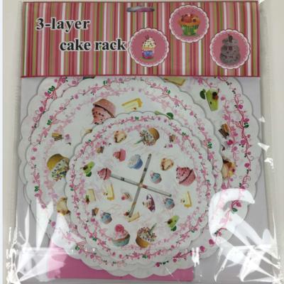 China Top diameter of party decoration paper cake stand 16cm; average diameter 22.5cm; bottom diameter 30cm; size 34cm for sale