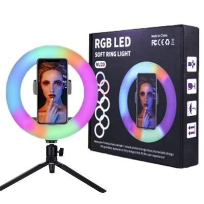 Cina Portable RGB Ring Light With Table Tripod Adjustable Multi Color 8 Inches in vendita