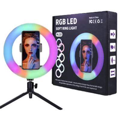 중국 Adjustable Low Price 8 Inch RGB Color Tempurate Ring Light With Table Tripod For Tikok Live Stream 판매용