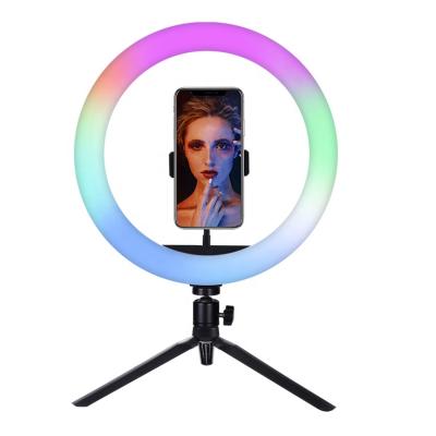 China Wholesale Adjustable Colorful Circle Ring Light Selfie Photography Video Multi Color 26cm 10inch LED RGB For Live Streaming for sale