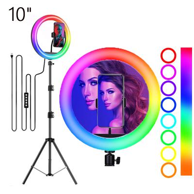 China Adjustable Multi Color 10 Inches RGB Color Ring Light With 1.7m Tripod Stand for sale