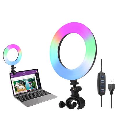 China ABS+Aluminum RGB Photographic Lighting Led Selfie Ring Light 6 Inch With Laptop Clip 6 Inch/16cm 12V Meimeiyizu 3000K-6000K 8W à venda