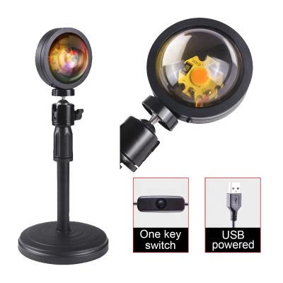 중국 Factory Price Pretty New Metal Base Smart Button USB RGB Led Rainbow Floor Table Night Light Projection Sunset Lamp 판매용