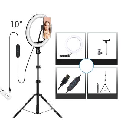 China Ready Ship10inch/26cm ABS PC Material Ring Light Adjustable Shine With 1.7M Tripod Stand For Photographic Lighting for sale