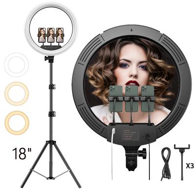 China Adjustable Brightness Dimmable 18inch 45cm Selfie Ring Light with 2.1M Tripod standfor Live Stream for sale