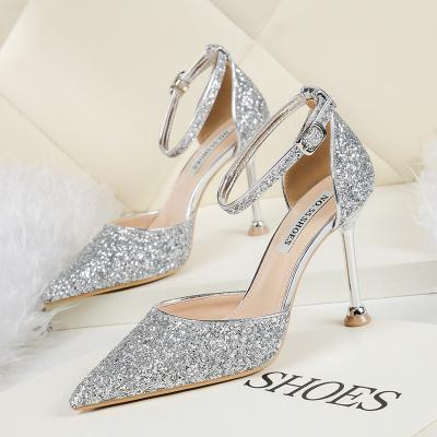 China Fashion trend wedding bridal dress ladies high heel shoes women formal sandals led rhinestone main luxury fashion shine stiletto heels for sale