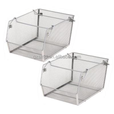 China Easy Viable Stackable Metal Mesh Kitchen Cabinet Storage Basket for sale