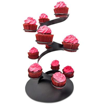 China Sustainable Countertop Metal Wire Cupcake Stand Twist Cupcake Display Stand for sale