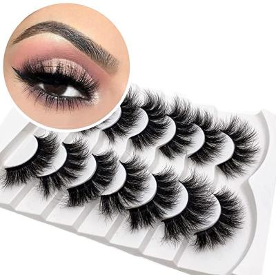 China Cruelty Free False Eyelashes 20MM Dramatic False Mink Lashes 7 Pack Pairs Volume 8D Mink Eye Lashes Multipac Luxury Fluffy False Eyelashes for sale