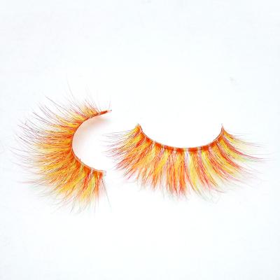 China Clear Strip Color Mink False Eyelash Silk Eyelashes Long Natural Colored Fake Lashes 3D Eyelashes for sale