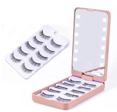 China Natural Long LED Lashes Custom Vendor Box Eyelash Case Private Label Packaging Box Lighter Case for sale