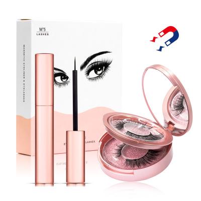 China 2020 newest styles long natural magnetic eyeliner and wholesale magnetic eyelashes 3d lashes magnetic packaging box for sale