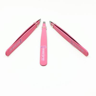 China Delicate OEM ODM custom logo eyelash extension pink shinny laah tweezers applicator for sale