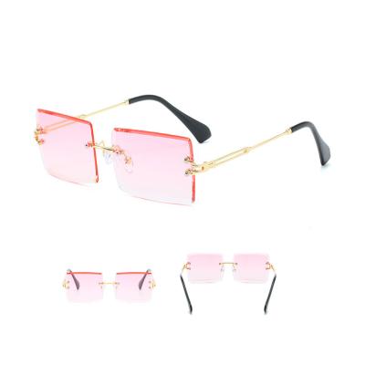 China YX074 Women's Square Sun Glasses Rimless Gradient Rimless Eye Metal Eye Shading Frameless Ladies Small Eyeglasses Rectangle Sunglasses for sale