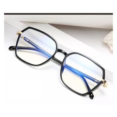 China YX411 Large Glass Frame Anti Glass Retro High Quality Polygon TR90 Casual Light Blue Frame Large Shading Sunglasses Men Unisex Women for sale