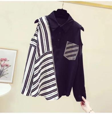 China Adorable anti-pilling tops for women 2021 off the shoulder ladies crop top shirt clothing summer casual chiffon blouse customize tassel OEM sea for sale