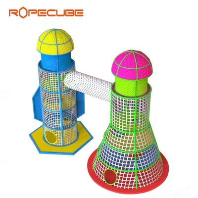 China ROPECUBE Nets Rainbow Climbing Rope Net Playground Kids Climbing Net Indoor Indoor Park Rectangular Trampoline Trampoline Trampoline for sale