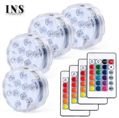 China Hot Sale Hotel Waterproof IP68 Swimming Pool Lamp Remote Controller Battery Power RGB Led Smart Swimming Pool Bottom Water Light for sale