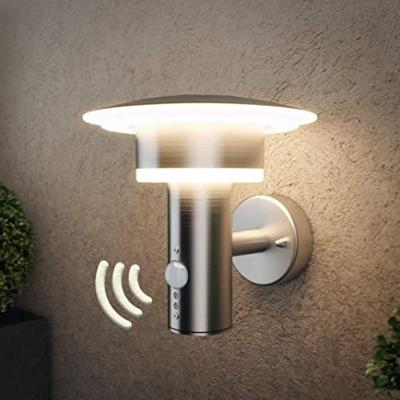 China Silver New Listing PIR Sensor Energy Saving Stainless Steel Front Entrance Porch Light Modern Decorative Exterior Wall Sconce for sale