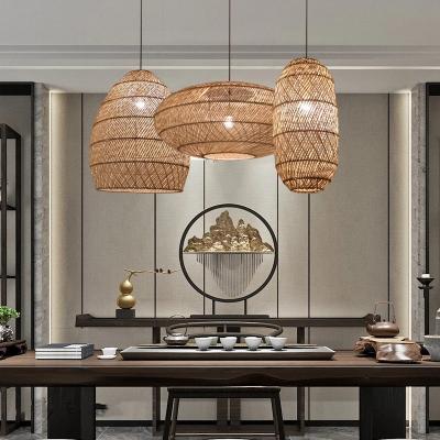 China Post-modern hot sale made in China bamboo lampshade decor ceiling lamp rattan chandelier environmental lighting for sale