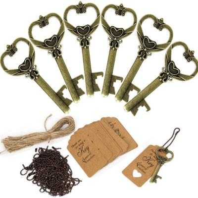 China Wholesale Creative Stocked Items 50pcs/bag Heart Shape Retro Gifts Wedding Favors Key Bottle Opener for sale