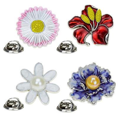 China Creative Europe Design Craft Metal Gift Flower Lapel Promotional Lapel Pin Creative Fabric Decorations Factory Customized for sale