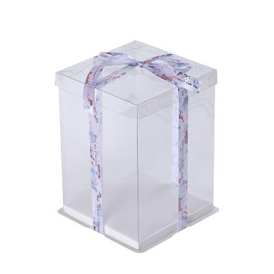 China Handmade Double Layer Custom Design Fully Transparent Packing Tall Cake Boxes for sale