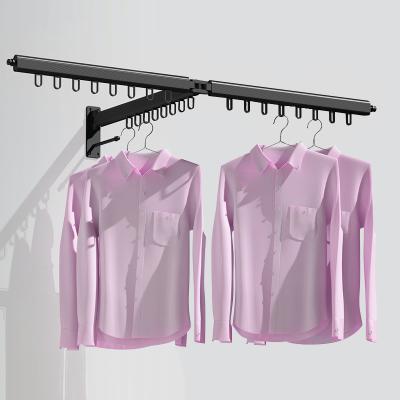 China Eco-Friendly Retractable Fold Away Clothes Space Saver Wall Mounted Outdoor Balcony Racks Hanger for sale