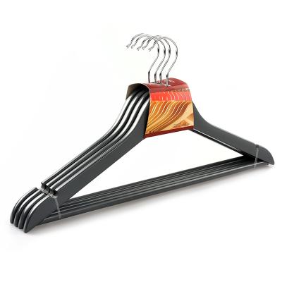 China Wholesale Modern LINDON Gray Wooden Suit Clothes Hanger Flat Dark Supermarket 4 Pack For Cloths for sale