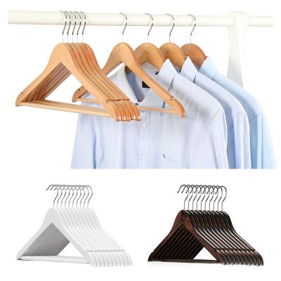 China Lindon Modern Wood Hangers in Natural, White, Black, Cherry, Antique Color, Suit Hanger with Non Slip Trouser Bar for sale