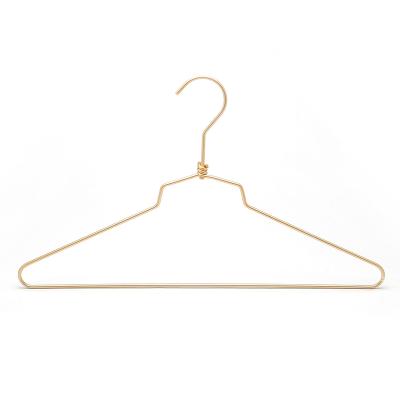 China Wholesale Luxury Gold Luxury Space Saving Space Saving Color Lightweight T-shirt Clothes Aluminum Metal Wire Hanger for sale