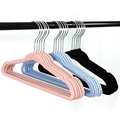 China Thin And Light Promotion Space Saving Kids Flocking Non-slip Coat Hanger Velvet Kids Clothes Hangers for sale