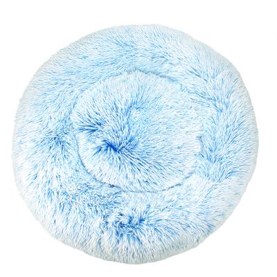 China Travel Pet Nest Round Shape Cat Bed Winter Warm Long Plush Pet Cat Deep Sleep Bed for sale