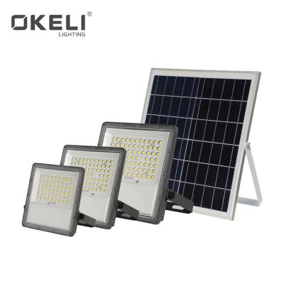 China OKELI Energy Efficiency High Power Aluminum Die Casting PC Lens IP65 100W 200W 300W Waterproof Solar Led Flood Light for sale