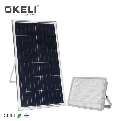 China Garden OKELI Super Bright High Efficiency IP67 50w 120w 150w 200w Solar Panel Waterproof Outdoor Led Flood Lights for sale