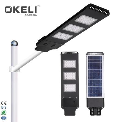 China High quality cheap OKELI ip65 radar detector 20w outdoor waterproof 40w 60w all in one led solar street light price list for sale