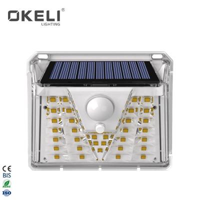 China PC OKELI IP44 Sensor Waterproof Human Pathway Emergency Security Outdoor Solar Garden LED Wall Light for sale