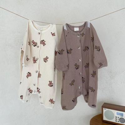 China Wholesale Korean 100% Cotton Baby Knitted Long Sleeve Snap Button Overalls for sale