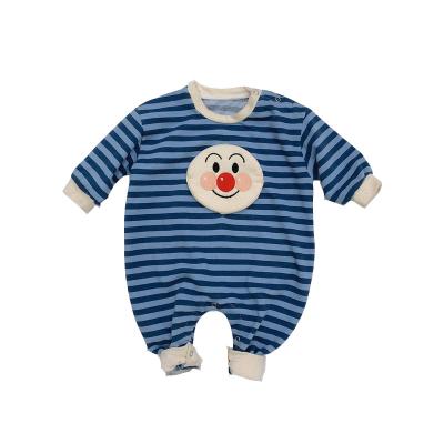 China 100% cotton made in china 100% organic cotton baby overalls with striped smiley face overalls for sale