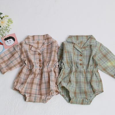 China Wholesale Custom Baby Clothing 100% Cotton Factory Baby Sleeve Bag Long Doll Collar Plaid Pet Bag Pet Clothing for sale