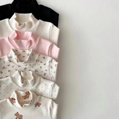 China New RTS Anti-Shrink Cotton Girls High Neck Top Long Sleeve Casual Girls Half Top for sale