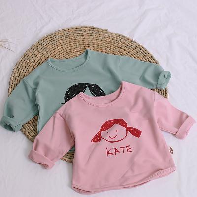 China Anti-Shrinkage Girls Spring Cartoon Children's Long Sleeve O-Neck Cotton T-shirt Bumping Shirt for sale