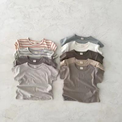 China 2022 summer new baby cotton breathable simple casual baby T-shirt short-sleeved T-shirt for sale