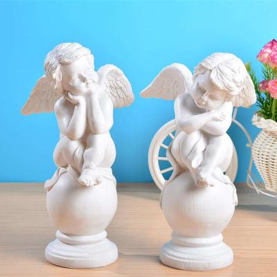 China Europe Wholesale Promotional Gifts White Resin Angle Figurine For Home Decor for sale