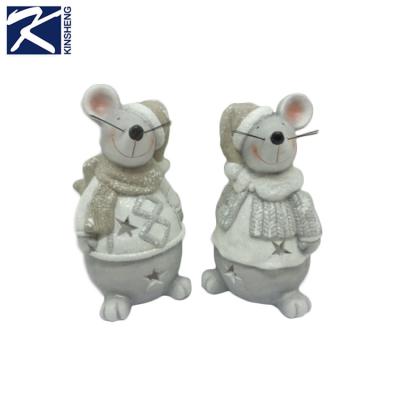 China Eco - Friendly Christmas Decoration Mouse Shaped Ceramic Funny Small Animal Figurines Antique for sale