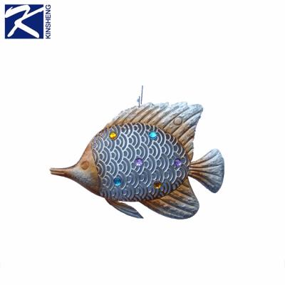 China Eco-friendly Ocean Series Home Decoration Metal Fish Figurine For Wall Decoration for sale