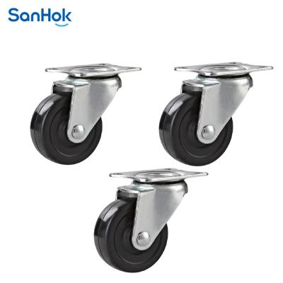 China Mini Size Flat Bottom Activities Rigid Caster Wheel With Rubber For Industry for sale