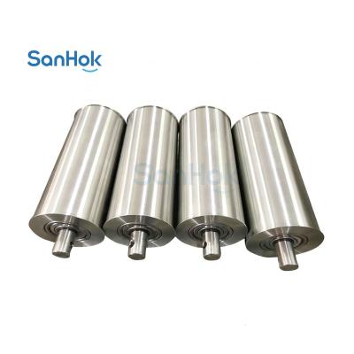 China Low Noise Carbon Conveyor Roller With SUS 201 Or SUS 304 Tube With Steel Shaft Made By Sanhok for sale