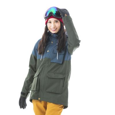 China OEM outdoor sports snowsuit Ski Jacket High Quality Women green Anti-UV waterproof Ski Jacket 10000mm for sale